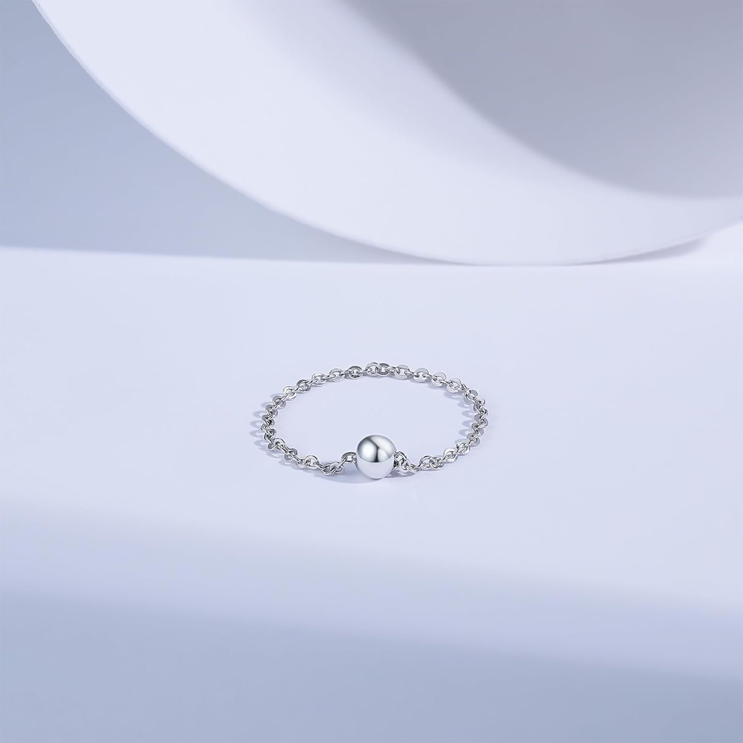 950 Platinum Bead Ring for Women, Chain Ring Jewelry Gifts Girlfriend Rings Wedding Anniversary Engagement