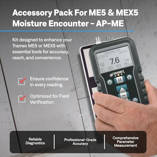 Image of Tramex Accessory Pack for Meters MEX5 & ME5 | Use When Measuring Moisture Content in Wood, Drywall & Building Materials | Calibration Check Box, Extension Handle, 1 Set of Slide Protectors & Pouch