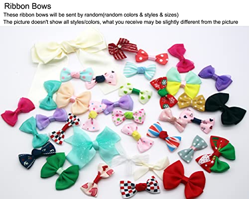 100 Count Mix Satin Ribbon Rose Flowers Bows Appliques Organza Daisy Flower Embellishments For Sewing, Craft Project, Hair Bow Headband (Mixed) #TOP2