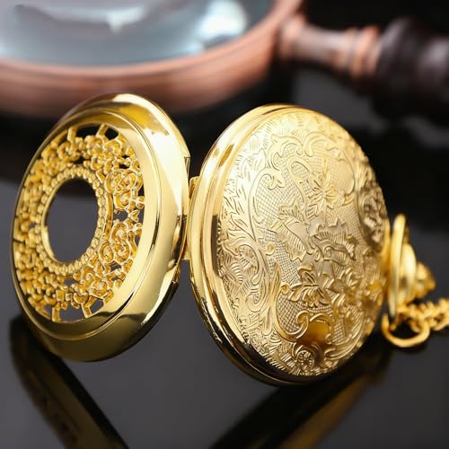Image of Tiong Roman Numerals Scale Quartz Pocket Watches with Chain Christmas Graduation Birthday Gifts Fathers Day