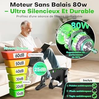 Pedalier D Appartement, MOSUNY 2025 Pedalier, Mini Velo Appartement avec Résistance & Vitesse Adjustable, 2 en 1 Pedalier Bureau Électrique pour Bras et Jambes, Grand Écran LCD - Idéal pour Seniors