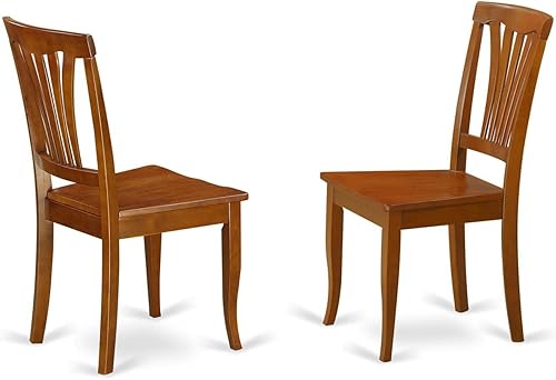 East West Furniture Avon - Juego de 2 sillas de asiento de madera con respaldo de listón, color marrón