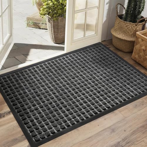 jxgzyy Front Door Mat, 3' x 5' Large Rubber Door Mats for Outdoor Indoor, All-Season, All-Weather, Waterproof Non-Slip Low Pile Floor Mats for Entryway