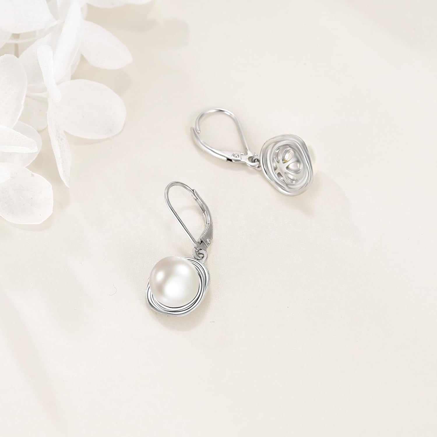 POPLYKE FreshWater Pearl Dangle Earrings 925 Sterling Silver Lapis lazuli Turquoise Larimar Opal Black Pearl Leverback Earrings for Women Birthday Hypoallergenic - Image 6