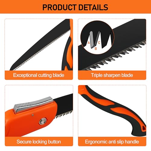 Sierra manual plegable 9.5 pulg con protector y mango miniatura 4