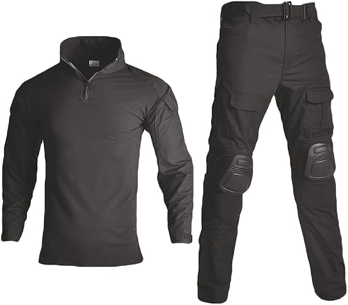 Miniatura 7 de HARGLESMAN Traje táctico militar para hombres de manga larga, conjunto de uniforme del ejército, camisa de combate y pantalones con rodilleras Camo