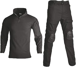 HARGLESMAN Men's Tactical Military Suits Long Sleeve Fitting Amry Uniforms Combat Shirt and Pants with Knee Pads