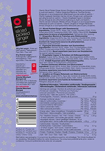 Obento Sliced Pickled Ginger Pink (Eingelegter Ingwer Pink in Scheiben), 100 g (Packung mit 4)