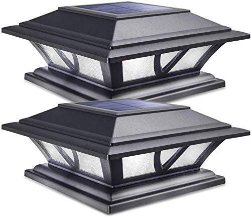2 Lampes Solaires De Poteau Extérieur - Éclairage LED Étanche Pour Clôture, Poteau Bois 4x4 à 6x6 - Blanc