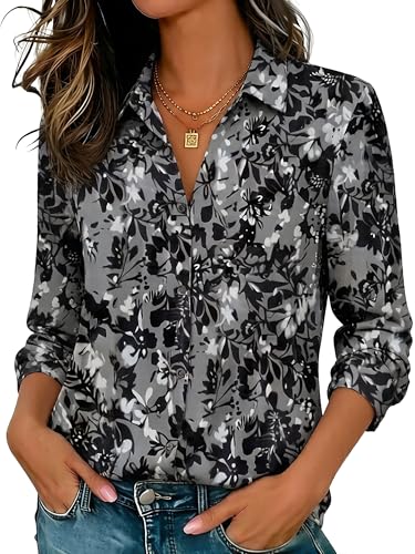 Image of Soft Wrinkle-Free Button Down Stretch Shirts for Women, Breathable Moisture-Wicking Casual Work Dress Tops
