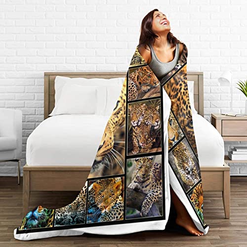 Leopard Blanket, Wild Animal Throw Blankets, Ultra Soft Lightweight Plush Flannel Throws For Men Women Boys Girls Kids 60"X50" #TOP6