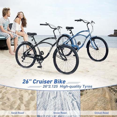 Balinge 26 Inch Beach Cruiser 26 Inch Bike, 26 Inch Bikes For Men,26 Inch 7 Speed Bike,Easy Installation,Steel Frame Commuter Bike For Women Men Senior thumb #4