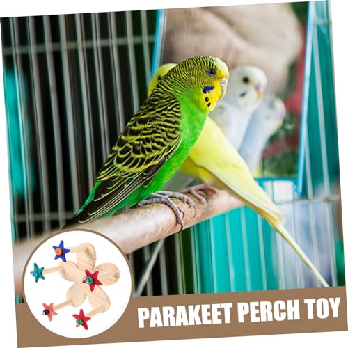 SEWOART Bird Perch Wheel Toy Natural Wooden Rotating Climbing Stand for Parrots Budgies Cockatiels Interactive Toy for Cage Encourages Exercise and Coordination - Image 2