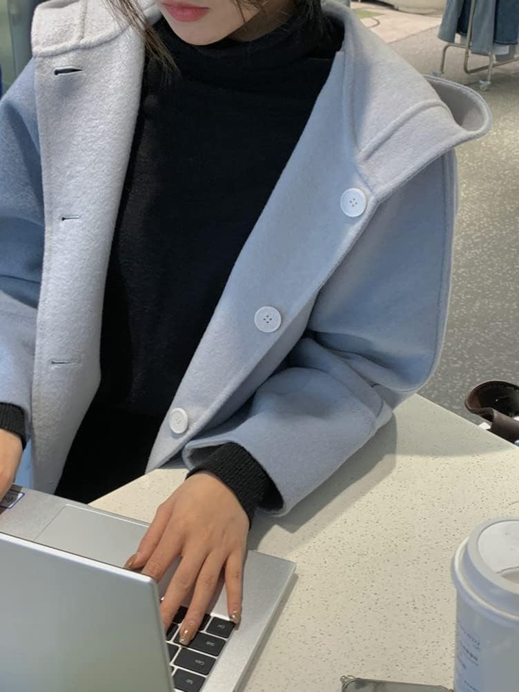 JINLUN] フード付きコート レディース 冬 ウールコート 洗える ミドル 