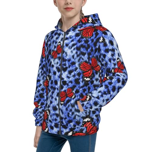 Abstract Colorful Butterflies Kids Pullover Hoodies Boys Zip Up Sweatshirts Girls Athletic Clothes with Pocket