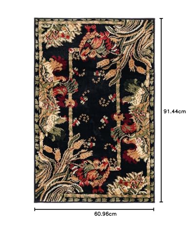 Image of Unique Loom Barnyard Collection Area Rug - Farm (2' x 3' 1 inch Rectangle, Black / Cream)