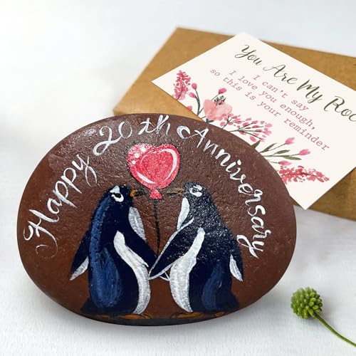 MALFIRST China Anniversary Hand-Painted Pebble – Handmade 20th Anniversary Wedding Gifts...
