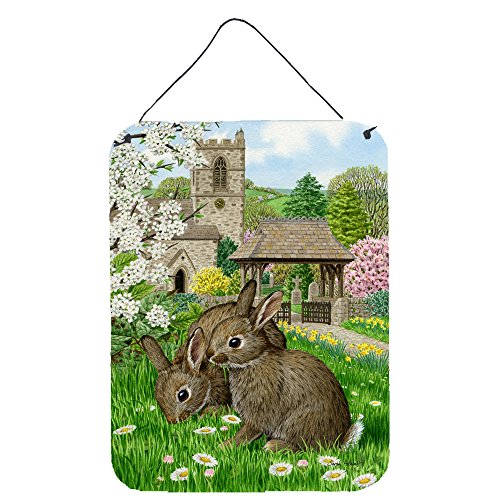 Caroline's Treasures ASA2023DS1216 Leveret Bunny Rabbit Wall or Door Hanging Prints Aluminum Metal Sign Kitchen Wall Bar Bathroom Plaque Home Decor Front Door Plaque, 12x16, Multicolor