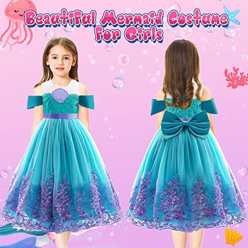 Toylink Girls Mermaid Costume Little Mermaid Dress With Red Wig Accessories Birthday Cosplay Party Dress Up #TOP2