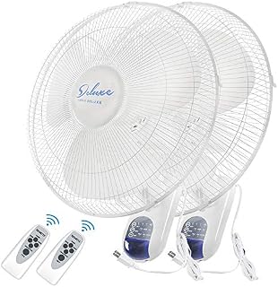 Simple Deluxe 2 Pack - 16 Inch Digital Wall Mount Fan with Remote