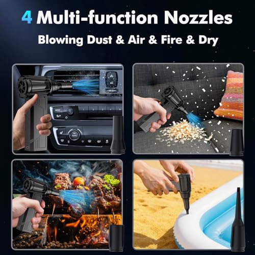 Image of IVJ Compressed Air Duster, 180000RPM Super Power Cordless Electric Air Duster with LED Light Rechargeable 4 Gear Adjustable Mini Air Duster, Dust Blower for Computer, Keyboard, House, Outdoor and Car