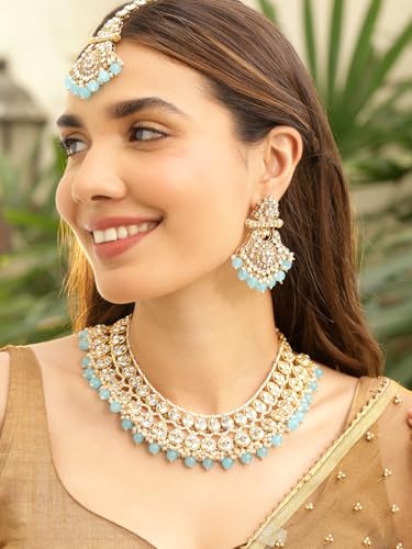 Image of Rubans Beads Necklace Set Gold Plated Traditional Jewellery Gift for Women & Girls