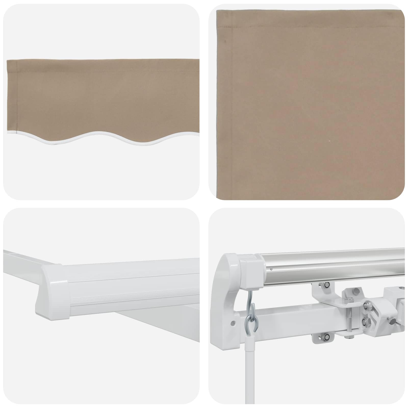 Tenda da sole retrattile beige, 300 x 250 x 165 cm, tenda da sole stabile in poliestere con telaio per giardino, terrazza ed esterni, baldacchino manuale autoportante