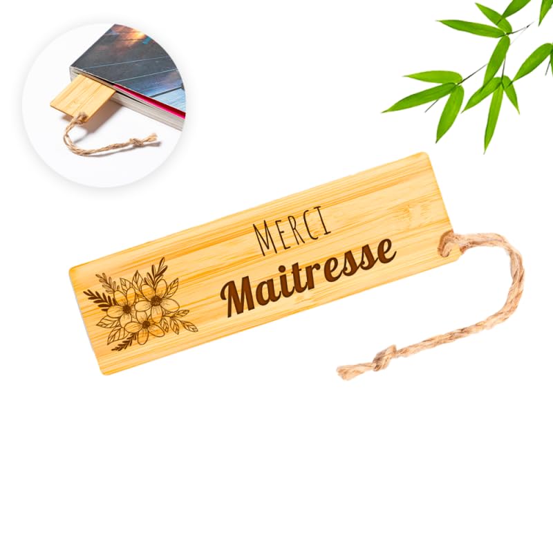 Marca página personalizable BAMBÚ - Marca página personalizada con grabado láser para nombre, gracias, mensaje… [ Marca de página madera]
