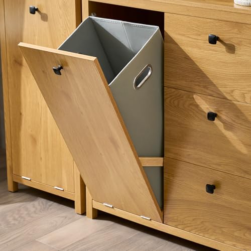 Wäscheschrank mit Korb & 3 Schubladen – Platzsparende Aufbewahrungseinheit für Bad & Waschküche, modernes Design, B80 x T35 x H90 cm