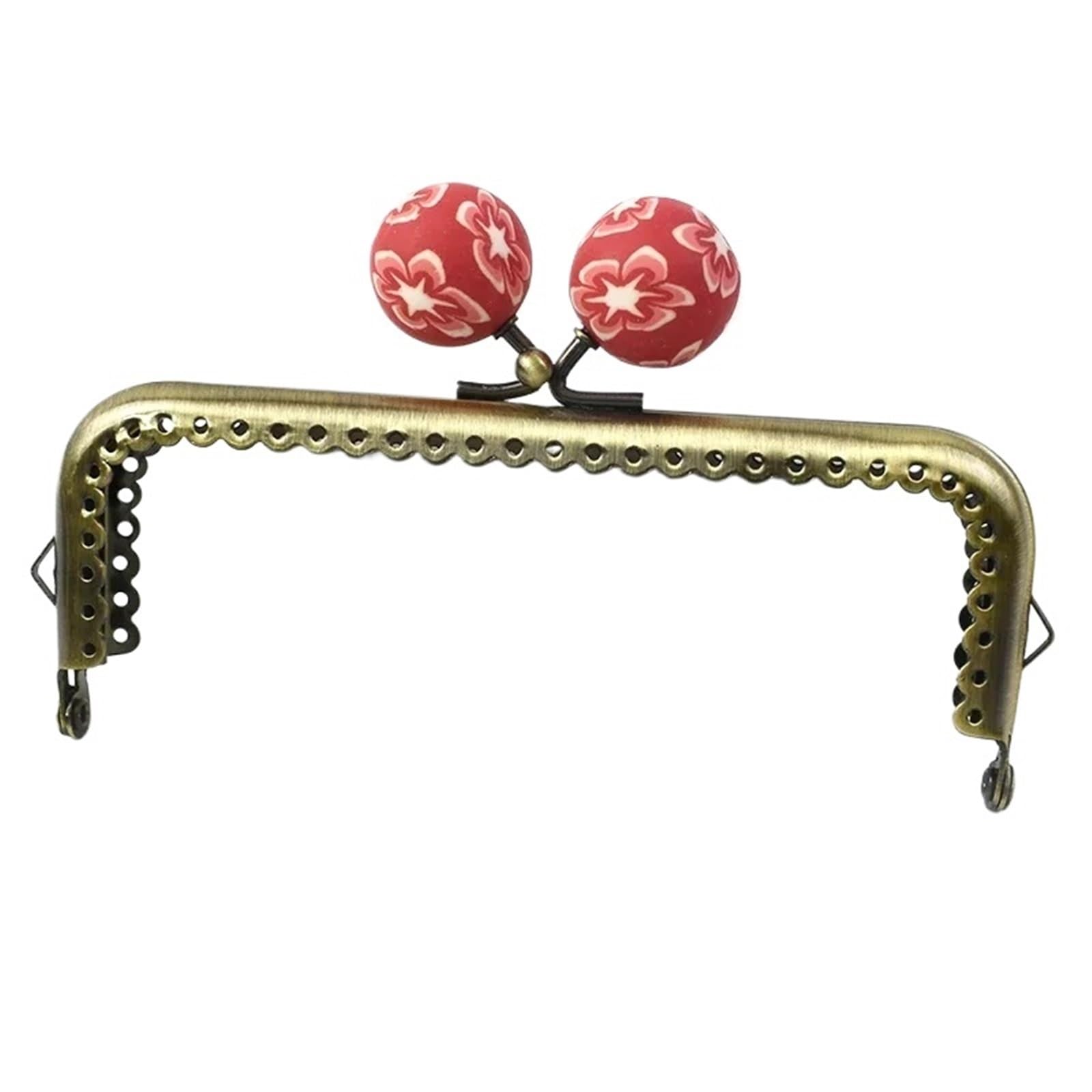 Cierres para Bolsos 5 uds., 12cm, Bolso de Metal, Marco con asa, Cuentas, Cierre de Beso, Billetera de latón Retro, Soporte de Costura, Hebilla, Accesorios de Hardware DIY(Red)