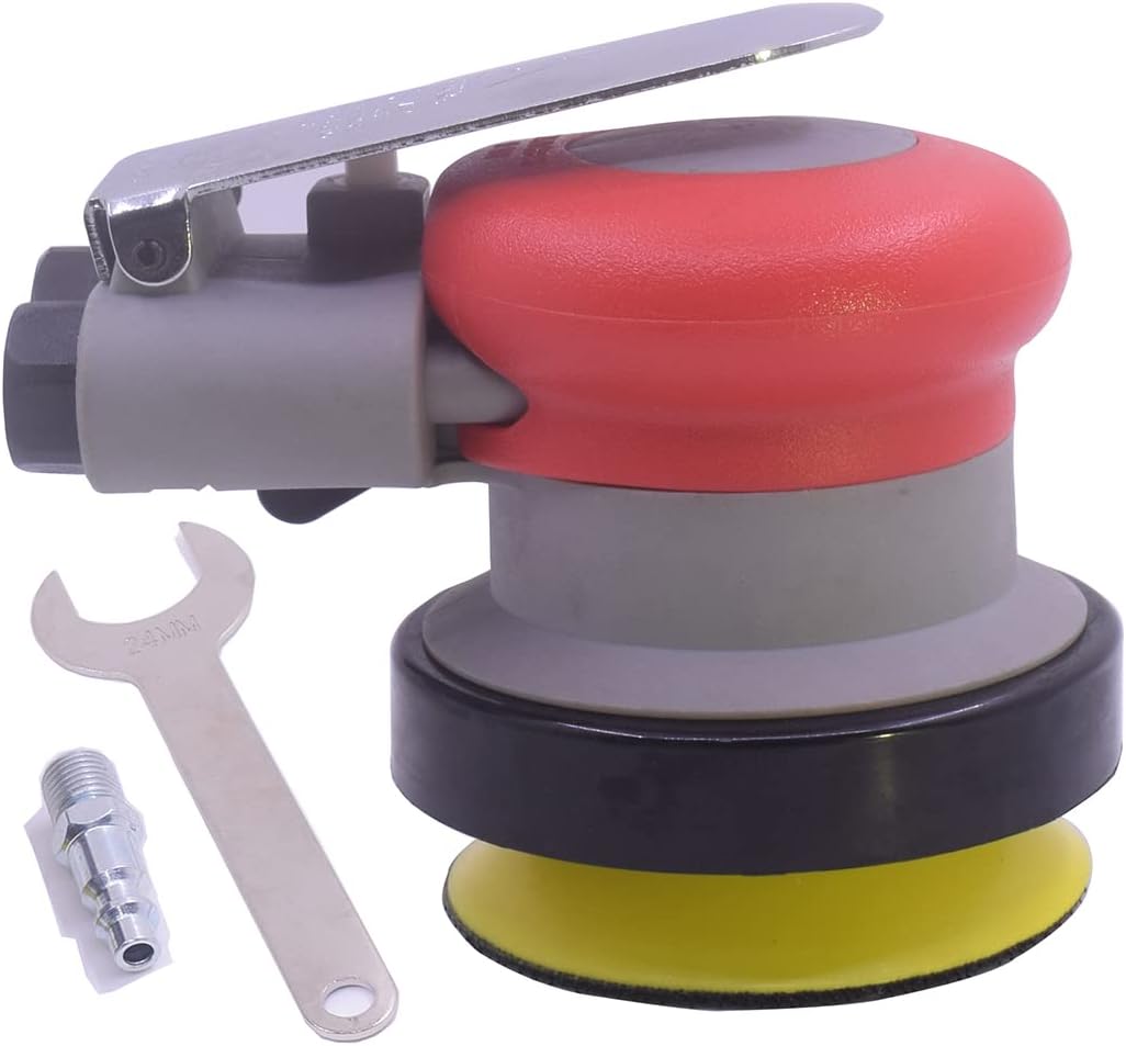Air Random Orbital Sander 3inch– Pneumatic Palm Sander – 3” x 0.59” Diam.disc sanding Pad For Wood, Composites, Metal