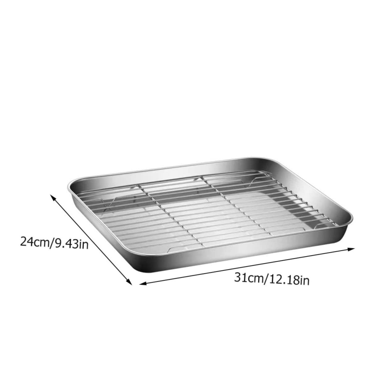 ULTECHNOVO Edelstahl Backblech Satz mit Rostfreiem Gitter Großer Volumen Backform im Japanischen Stil für Backen und Rösten Silberfarben