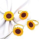 jojofuny Sunflower Napkin Holder 4Pcs Metal Yellow Napkin Holders, Elegant Wedding & Party Table Decoration Accessories