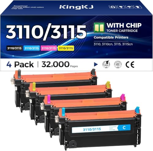 Image of 3110 3115 Toner Cartridge Set 4-Pack High Capacity Replacement for Dell 310-8092 310-8094 310-8096 310-8098 Compatible with Dell 3110 3115 3110cn 3115cn Color Laser Printers Black Cyan Magenta Yellow