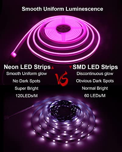 Image of ALITOVE Pink Neon Lights Strip for Custom Neon Signs 16.4ft Rope Light 5M 600 LEDs 12V DC Waterproof for Bedroom Bar Gaming Room DIY Wall Decor with DIY Accessories 【No Power Adapter & Controller】