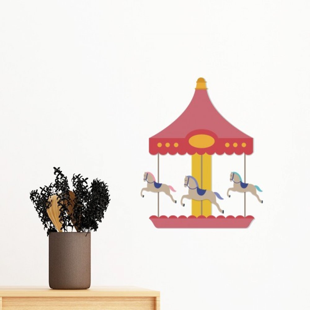Sticker mural carrousel musement parc amovible papier peint decoration murale 50cm