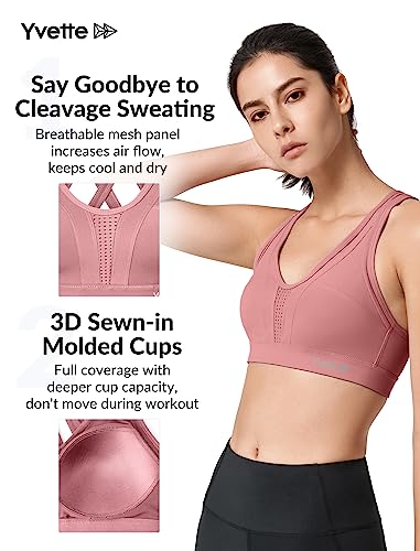 Image of Yvette Women High Impact Sports Bras Criss Cross Back Sexy Running Bra for Plus Size