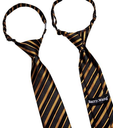 Image of Barry.Wang Boys Ties School Pre-Tied Kids Necktie Handkerchief Clip Set Uniforms Child Ties for 8-14 Years Wedding Party