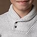 Hope & Henry Boys' Organic Long Sleeve Shawl Collar Sweater, Small, Light Gray Heather with Textured Collar