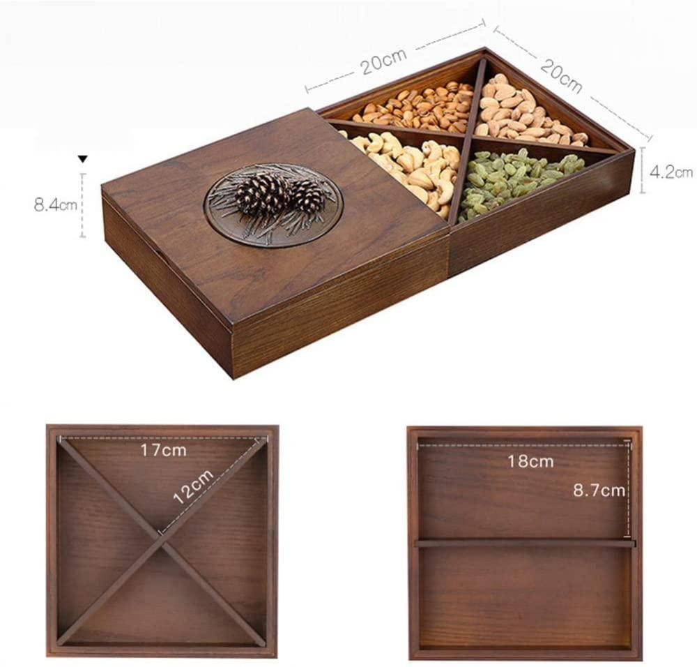 Nut Bowl Home Living Room Double Layer Nut Serving Platter Serving Tray with Lid -20 * 20 * 8.4cm