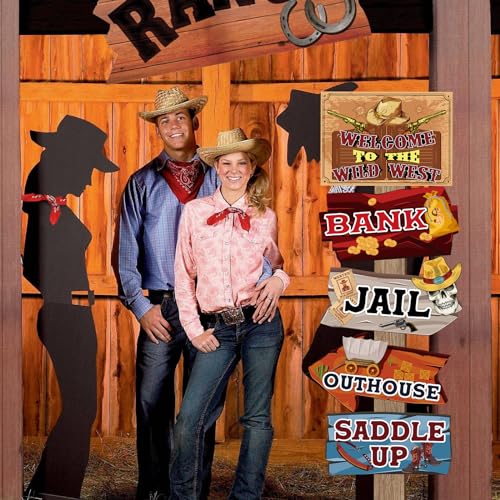 Image of Hooqict Western Birthday Party Decorations 20 Pieces Cowboy Themed Party Signs Welcome To The Wild West Cutouts for Classroom Country Party Supplies