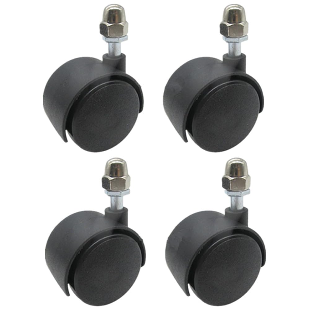 Black swivel castors for furniture 40mm diameter with fixing plate and ball bearing for Electric Heating Oil Heater Replacement Basic Wheels 4 PCS Loopunk (without brake)