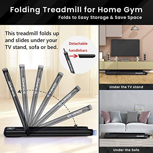 Image of Sparnod Fitness STH-3030 (4 HP Peak) 2 in 1 Foldable Treadmill for Home and Under Desk Walking Pad-Slim Enough to be stored Under Bed (Black)