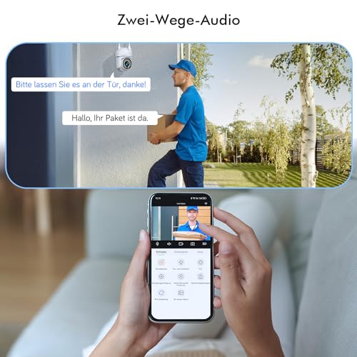 DIDseth 2K Überwachungskamera Aussen WLAN, WiFi IP Kamera, 3MP PTZ Kamera Outdoor mit 30m Farb-Nachtsicht, Bewegungserkennung, Automatische Verfolgung, Humanoide Erkennung, IP66 – Bild 6