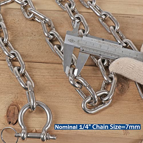 Antsky 316 Stainless Steel Boat Anchor Chain, Marine Grade (4FT, 1/4 inch)