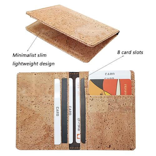 boshiho Credit Card Holder, Vegan Cork Ultra Slim Wallet ID Card Case Unique Vegan Gift (Tan)3