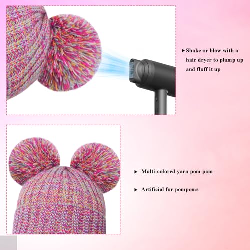 Winter Hat for Kid Children's Warm Knitted Beanie Double Ski Pom Fleece Lined Thick Cap Girls Accessory Knit Hat4