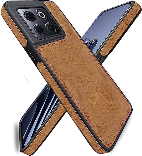Image of A rtistque Premium Pu Leather Back Cover Case for Oneplus 10T 5G | Drop Protection | Raised Camera Edges - Brown
