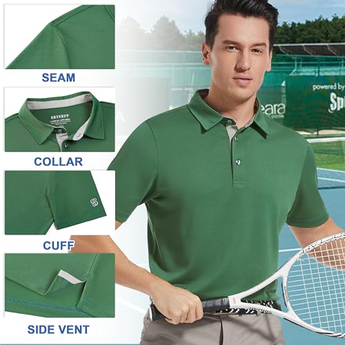 Image of Mens Golf Shirt Short Sleeve Moisture Wicking Dry Fit Performance Solid Pique Collared Golf Polo Shirts for Men