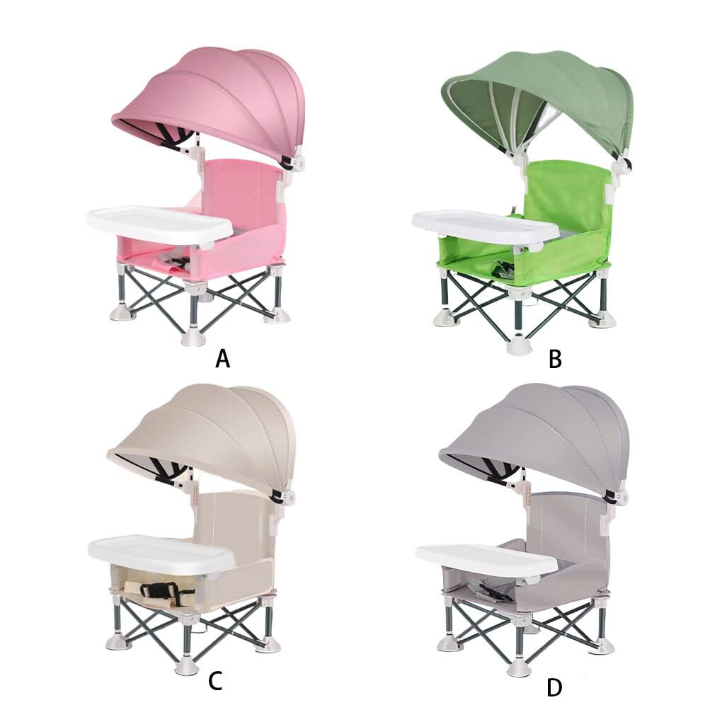 BEALIFE de comedor plegable para bebé con práctico bolsillo para asiento, almacenamiento de artículos pequeños, innovadora silla portátil plegable para bebé, Beige